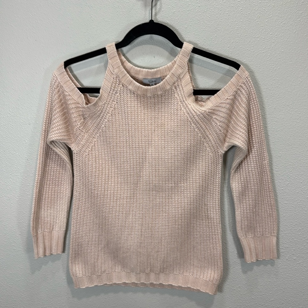 Rails Mika‎ sweater in blush cold shoulder cotton blend